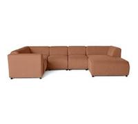 Suaro - Canapé modulable panoramique d'angle gauche 7 places en tissu texturé - Terracotta