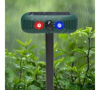 SUAVER Alarme sonore solaire avec détecteur de mouvement extérieur, 129 dB, double haut-parleur, système d'alerte de sécurité, lumière stroboscopique, 4 modes, alarme étanche pour la sécurité de la