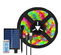 SUAVER Bande lumineuse solaire à DEL pour extérieur - 10 m - 240 LED - Étanche - Flexible - Avec rhémote, 8 modes - Décoration pour jardin, arbres, fête de Noël (multicolore)