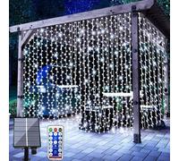 SUAVER Guirlande Lumineuse Solaire Exterieure Lumières de Noël en Forme de Glaçon Cascade Rideau Lumineux avec télécommande,Éclairage Décoration pour Mariage Fête Jardin Balcon (Blanc, 3x2m)