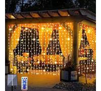 SUAVER Guirlande Lumineuse Solaire Exterieure Lumières de Noël en Forme de Glaçon Cascade Rideau Lumineux avec télécommande,Éclairage Décoration pour Mariage Fête Jardin Balcon (Blanc chaud, 3x3m)