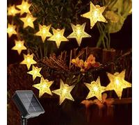 SUAVER Guirlande lumineuse solaire pour l'extérieur - Étanche - Lampes solaires - Étoiles perlées - Veilleuse suspendue - 8 modes - Éclairage de Noël pour jardin, sapin de Noël, fête, mariage (blanc