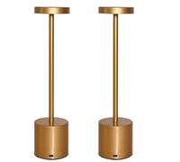SUAVER Lampes de table sans fil, lampe de bureau LED rechargeable avec 3 modes de couleur,Lumière de lecture variable lampe de chevet en métal pour chambre,bureau,salle à manger (2PCS Or-1)