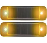 SUAVER Lot de 2 Lampe D'avertissement Solaire Étanche Lumière Stroboscopique Solaire,Mini LED Clignotantes Éclairage de Sécurité,Balise De Sécurité Extérieure pour Véhicule Voiture (Jaune)