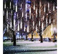 SUAVER Lumineux Tubes Solaire, Imperméable Lumineux Solaire 10 Tubes 360LEDs Météore Pluie Guirlandes Lumineuse Solaire Lumineux Jardin Décoratif Lumières pour Noël Mariage Fête Arbre(Blanc)