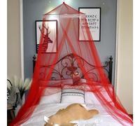 SUAVER Moustiquaire de lit, forme de dôme, à suspendre, pour voyage, ciel de lit, moustiquaire, à mailles fines, comme protection contre les moustiques, rouge, taille M