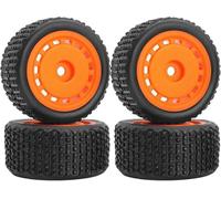 SUAVER Pin Buggy Pré-monté Pneus & Roues,Lot de 4 pneus et Jantes à Broches pour 1/28 Losi Micro-T Wltoys 244016,pièce de Mise à Niveau (Orange-B)