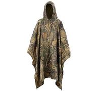SUAVER Poncho de pluie imperméable avec capuche, cape de pluie d'extérieur pour la chasse, le camping, l'armée et l'utilisation quotidienne, Camouflage feuille d'érable, taille unique
