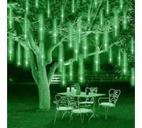 SUAVER Solaire Météores Pluie Lumières 30cm 10 Tube 240LED Guirlande Lumineuse Extérieure Étanche Tubes Lumineux Solaire Pour Fête, Mariage,Noel Arbre Lumineux Pour Fête,Mariage,jardin (Vert)