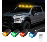 SUAVER Toit de voiture solaire - 8 couleurs - Lumière stroboscopique - Lumières de navigation LED étanches - Marqueur de toit - Avec capteur de vibration - Sécurité clignotante (5 pièces 1