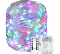 SUAVER Tube Lumineux à Pile LED Guirlande Lumineuse Corde avec télécommande,Étanche Luminosité Variable Tuyau de Intérieures et Extérieures,Décoration Fête,Mariage,Noë (Multi, 10m 100LED)