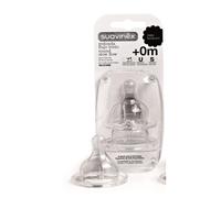 Suavinex 2 Tetines Bout Rond Silicone - Debit Lent 0+