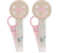 Suavinex, Attache Sucettes avec Ruban. Chaîne de Sucette avec Ruban Textile, avec un Design Double Face. Attache Tetine pour Bébés et Nouveau-nés, +0 Mois. Walk Nude (Lot de 2)