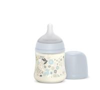 Suavinex, Biberon 150 ml. Biberon avec Tétine Symétrique SX Pro en Silicone à Débit Lent (S), avec Valve Anti-Colique. Silicone Fin Ultra-Doux. Bébés +0 Mois et Nouveau-nés, Wonderland Bleu Floral