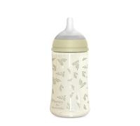 Suavinex, Biberon 270 ml, avec Tétine Symétrique SX Pro en Silicone, avec Valve Anticolique, Débit Moyen (M), pour Liquides de Densité Moyenne, Lait, Jus ou Eau. Bébés +3 Mois. Poetry, Vert