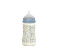 Suavinex, Biberon 270 ml, avec Tétine Symétrique SX Pro en Silicone et Valve Anti-Colique, Débit Moyen (M), pour Liquides de Densité Moyenne, Lait, Jus ou Eau, Bébés +3 Mois, Wonderland Bleu Floral