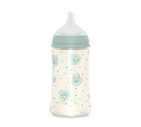 Suavinex, Biberon 270 ml. Biberon avec Tétine Symétrique SX Pro en Silicone à Débit Moyen (M). Avec Valve Anti-Colique. Pour Bébés +3 Mois. Bonhomia, Vert