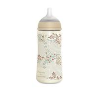 Suavinex, Biberon 360 ml, avec Tétine Symétrique SX Pro en Silicone, Valve Anticolique, Débit Dense (L), pour Liquides Consistance Dense, Convient Bouillies Liquides. Bébés +6 Mois. Poetry, Beige
