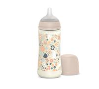 Suavinex, Biberon 360 ml, Biberon avec Tétine Symétrique SX Pro en Silicone à Débit Rapide (L). Avec Valve Anti-Colique. Silicone Fin Ultra-Doux. Pour Bébés, +6 Mois, Wonderland Rose Floral