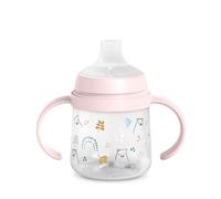 Suavinex, Biberon à Anses, Tasse Apprentissage Bébé avec Bec Souple en Silicone, Système Anti-Colique, Gourde Enfant avec Poignées, Antifuites, Passe au Lave-Vaisselle, +6 Mois, 150 ml, Bears Rose
