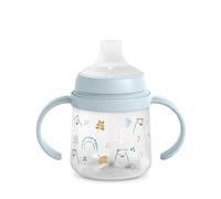 Suavinex, Biberon à Anses, Tasse Apprentissage Bébé avec Bec Souple en Silicone, Système Anti-Colique, Gourde Enfant avec Poignées, Antifuites, Passe au Lave-Vaisselle, +6 Mois, 150 ml, Bears Bleu