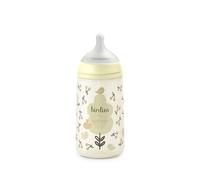 Suavinex, Biberon Anti Colique 270 ml avec Tétine Symétrique SX Pro en Silicone, Débit Moyen (M), pour Liquides de Densité Moyenne, Lait, Jus ou Eau. Bébés +3 Mois. Birdies, Beige