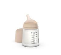 Suavinex – Biberon anti-colique Zero Zero – Tétine silicone débit lent S – +0M – 180 ml – Light Sand