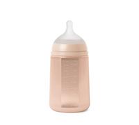 Suavinex, Biberon avec Bouteille en Silicone et Tétine Symétrique SX Pro, Souple et Flexible, avec Valve Anti-colique, Biberon à Debit Moyen (M), pour Bébés +3 Mois. Colour Essence, Nude