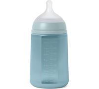 Suavinex, biberon en silicone, 240 ml, tétine physiologique SX Pro en silicone, avec valve anti-coliques, débit moyen (M), pour bébés à partir de 3 mois, couleur Essence, bleu