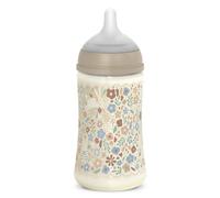 Suavinex, Biberon 270 ml, avec Tétine Symétrique SX Pro en Silicone et Valve Anti-Colique, Débit Moyen (M), pour Liquides de Densité Moyenne, Lait, Jus ou Eau, Bébés +3 Mois, Wonderland Beige Floral