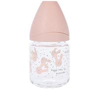 Suavinex Biberon Verre Tetine Ronde Débit Lent Lapin Rose 120 ml 1 Unité