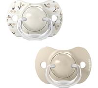 Suavinex Sucettes bébé SX Pro Lot de 2 0-6 mois Silicone Réversible plates et flexibles Birdies Gris