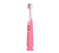 Suavinex, Brosse à dents pour enfants de 2 à 6 ans, poils doux en forme d'ovale, idéale pour les molaires, manche ergonomique et antidérapant, ventouse à la base, grattoir lingual, rose