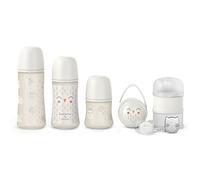 Suavinex, Cadeau Naissance Welcome Baby, pour Nouveau-né. Biberon 150 ml + Biberon 270 ml + Biberon 360 ml + Sucette Symétrique SX Pro 0-6 Mois + Doseur + Boîte à Sucettes + Attache Sucette. Gris