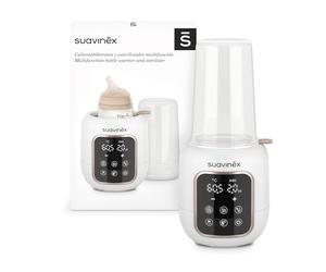 Suavinex, Chauffe-Biberon et Stérilisateur 2 en 1. 5 Modes : Décongelation, Mode Rapide, Chauffe Petit Pots, Bain-Marie et Stérilisation. Pour Lait Maternel ou en Poudre, Arrêt Automatique, Blanc