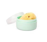 Suavinex, Éponge Bébé Bain, 100% Naturelle, Adaptée aux Peaux Sensibles, de Mer, Douce pour la Peau et Absorbante, avec Étui de Rangement. Jaune
