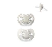 Suavinex, Lot 2 Sucettes Bébés 0/6 Mois et Nouveau-nés, Tétine Symétrique en Silicone SX Pro, plus Plate et Flexible, Réversible, Respecte le Développement Buccodentaire, Wild&Free Beige