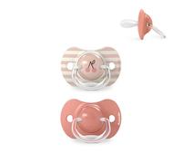 Suavinex, Lot 2 Sucettes Bébés +18 Mois, Tétine Symétrique SX Pro en Silicone, plus Plate et Flexible, Réversible, Respecte le Développement Buccodentaire, Birdies Rose