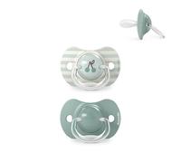 Suavinex, Lot 2 Sucettes Bébés +18 Mois, Tétine Symétrique SX Pro en Silicone, plus Plate et Flexible, Réversible, Respecte le Développement Buccodentaire, Birdies Vert