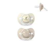 Suavinex, Lot 2 Sucettes Bébés +18 Mois, Tétine Symétrique SX Pro en Silicone, plus Plate et Flexible, Réversible, Respecte le Développement Buccodentaire, Birdies Beige