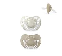 Suavinex, Lot 2 Sucettes Bébés 6/18 Mois, Tétine Symétrique SX Pro en Silicone, plus Plate et Flexible, Réversible, Respecte le Développement Buccodentaire, Wild&Free Beige