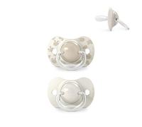 Suavinex, Lot 2 Sucettes Bébés 6/18 Mois, Tétine Symétrique SX Pro en Silicone, plus Plate et Flexible, Réversible, Respecte le Développement Buccodentaire, Birdies Gris