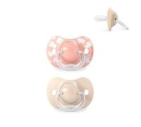 Suavinex, Lot 2 Sucettes Bébés 6/18 Mois, Tétine Symétrique SX Pro en Silicone, plus Plate et Flexible, Réversible, Respecte le Développement Buccodentaire, Wild&Free Rose