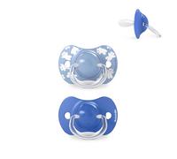 Suavinex, Lot 2 Sucettes Bébés 6/18 Mois, Tétine Symétrique SX Pro en Silicone, plus Plate et Flexible, Réversible, Respecte le Développement Buccodentaire, Wild&Free Bleu