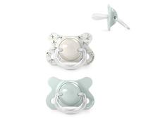 Suavinex, Lot 2 Sucettes Nouveau-nés et Très Petits Bébés, Taille Spéciale Mini -2/2 Mois, Tétine Symétrique Silicone SX Pro, Plate, Réversible, Respecte le Développement Buccodentaire, Birdies Vert