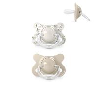 Suavinex, Lot 2 Sucettes Nouveau-nés et Très Petits Bébés, Taille Spéciale Mini -2/2 Mois, Tétine Symétrique Silicone SX Pro, Plate, Réversible, Respecte le Développement Buccodentaire, Birdies Beige