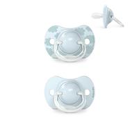 Suavinex, Lot 2 Sucettes pour Bébé 0/6 Mois, pour Nouveau-nés, Tétine Symétrique SX Pro en Silicone, Tétine plus Plate et Flexible, Réversible, Respecte le Développement Buccodentaire, Dreams Bleu