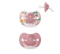Suavinex, Lot 2 Sucettes pour Bébé +18 Mois, Tétine Symétrique SX Pro en Silicone, Tétine plus Plate et Flexible, Réversible, Respecte le Développement Buccodentaire, Walk Rose