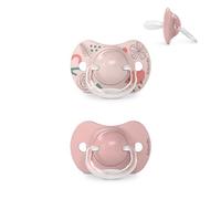 Suavinex Lot 2 Sucettes pour Bébé 6/18 Mois Tétine Symétrique SX Pro en Silicone Tétine plus Plate et Flexible Réversible Respecte le Développement Buccodentaire Walk Nude