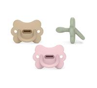 Suavinex, Lot 3 Sucettes Tout Silicone, Bébés 0-6 Mois, Nouveau-nés, Tétine Physiologique Sx Pro, Souple, Flexible, Idéal Dormir, Respecte Développement Bucco-dentaire, Butterfly, Rose, Vert, Beige